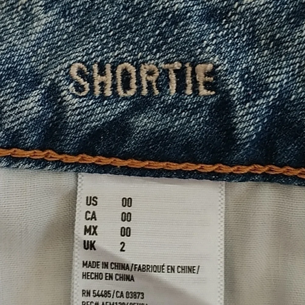 American Eagle Outfitters "Shortie" Denim Lace Shorts sz 00 - Picture 7 of 10